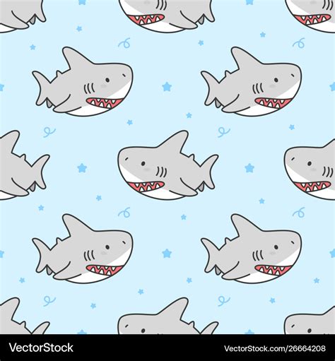 Cute Shark Seamless Pattern Background Royalty Free Vector