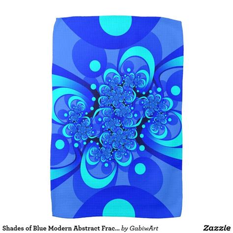 Shades Of Blue Modern Abstract Fractal Art Kitchen Towel Zazzle