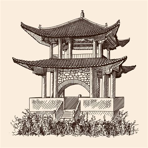 Chinese Pagoda Drawing