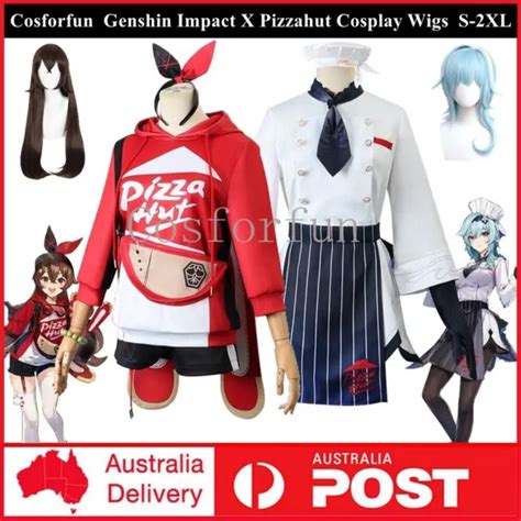 Genshin Impact X Pizzahut Amber Eula Cosplay Costume Wig Amber Eula