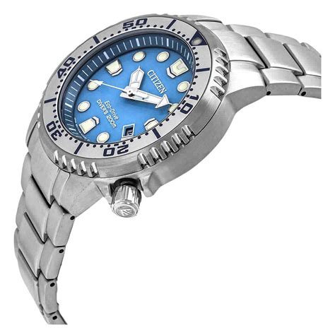 Citizen Promaster Dive Stainless Steel Light Blue Dial Eco Drive Divers Bn0165 55l 200m Mens Watch