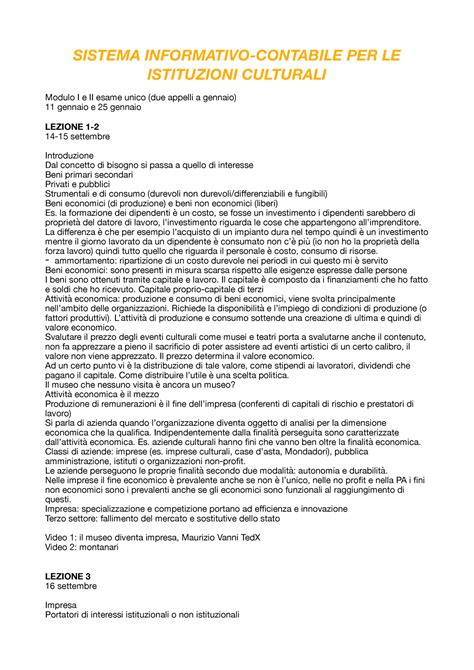 Appunti Sistema Informativo Contabile I SISTEMA INFORMATIVO CONTABILE