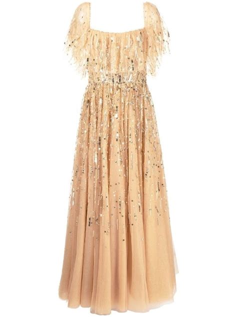 Jenny Packham Sequin Embellished Tulle Overlay Gown Farfetch