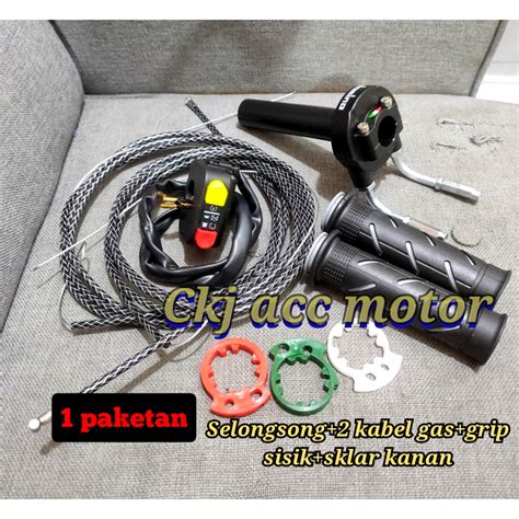 Jual PAKET GAS SPONTAN 2 KABEL GAS CARBON SAKLAR KANAN GRIP SISIK UNTUK