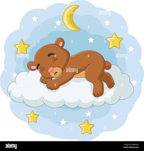 Cartoon Baby Bear Sleeping On The Clouds Stock Vector Image And Art Alamy