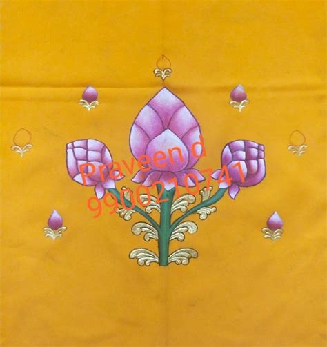 Lotus Tanjore Style On Clothes Fabric Paint Designs Fabric Painting