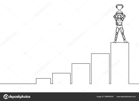 Single Continuous Line Drawing Astronaut Climb Graph Staircase Reach