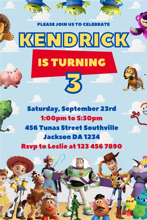 Toy Story Birthday Invitation Template Canva 2 In 2023 Birthday