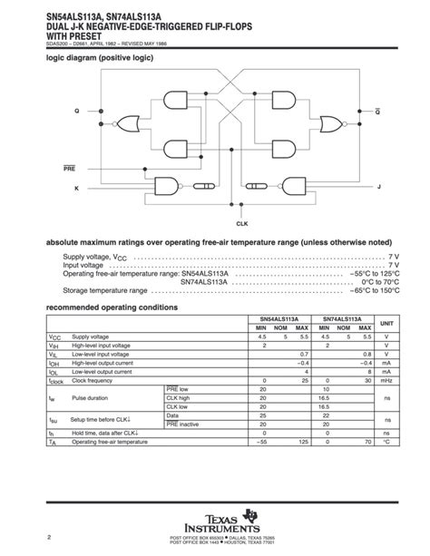 Texas Instruments ロジックic Dual J K Negative Edge Triggered Flip Flops