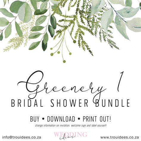 Greenery 1 White Bridal Shower Stationery Trou Idees