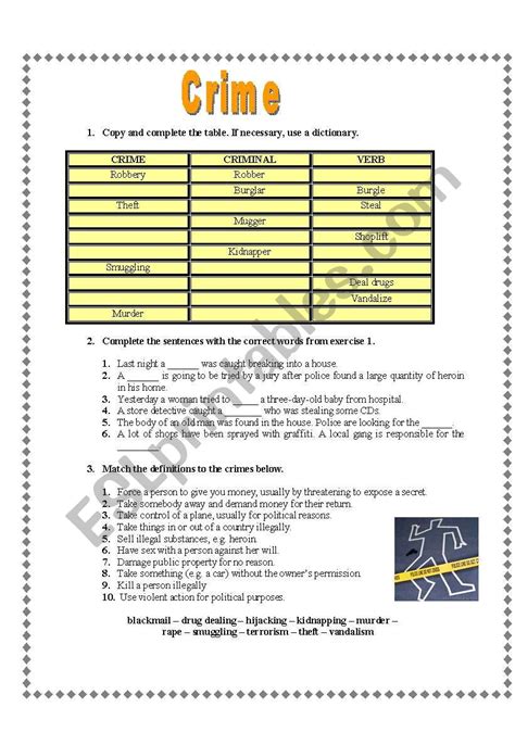 Crime Esl Worksheet By Ester25730