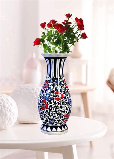 Get Ceramic Flower Vase 12 Inch Long Vase Handmade Painted