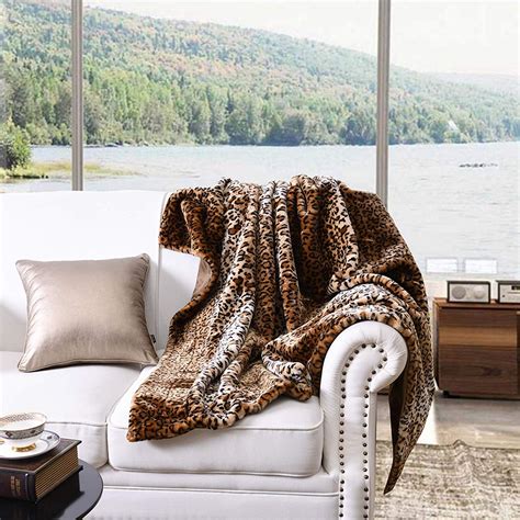 Marcielo Faux Fur Throw Blanket Leopard Bed Blanket 50x70 Super Soft