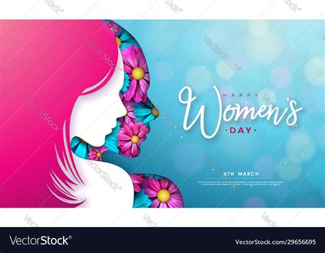 8 March Womens Day Greeting Card Design Royalty Free Vector