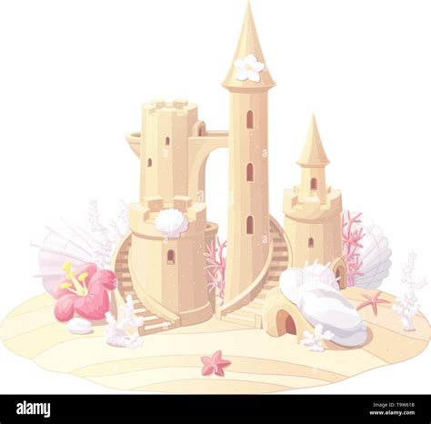 Vector Fantasy Castle Sand Sandcastle Fort Sculpture Stock Vector