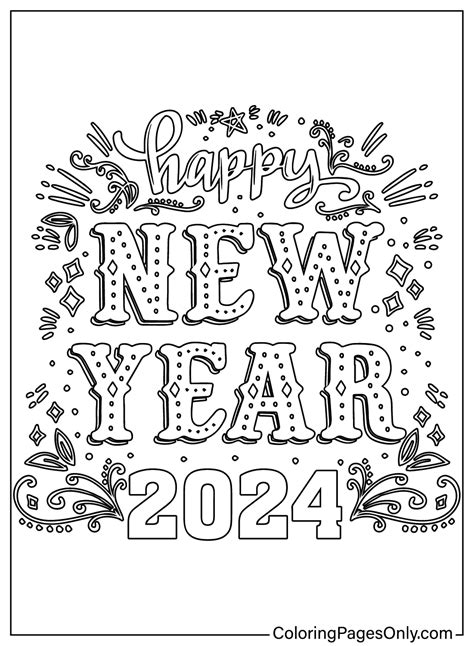 Happy New Year 2024 Coloring Pages Free Printable Coloring Pages