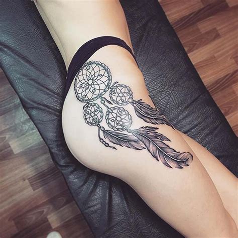 Dreamcatcher Thigh Tattoos