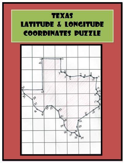 Texas State Latitude And Longitude Coordinates Puzzle 42 Points To