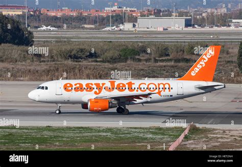 Easyjet Airbus A Taxiing Along The Runway At El Prat Airport In