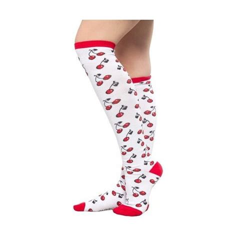 Sourpuss White Red Cherry Knee Socks