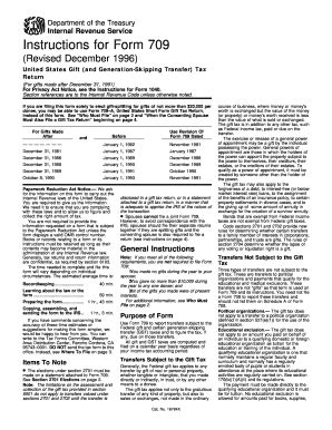 Fillable Online 1296 Instructions 709 Instructions For Form 709 Fax