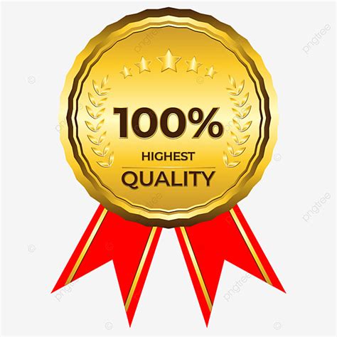 100 Quality Vector Art PNG 100 Highest Quality Golden Badge With Red