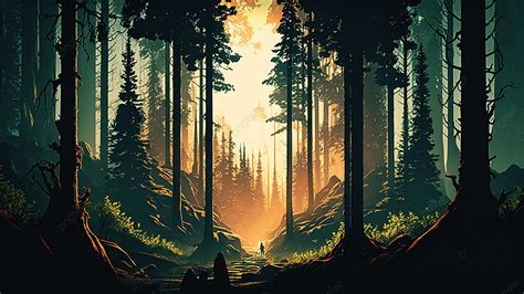 Forest Dusk Background Forest Dusk Sunset Background Image For Free