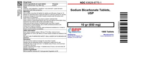 Sodium Bicarbonate 10 Gr Tablets Usp Antacid