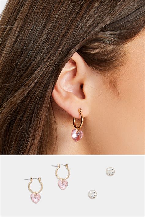 Pack Gold Pink Small Hoop Earrings Yours Clothing