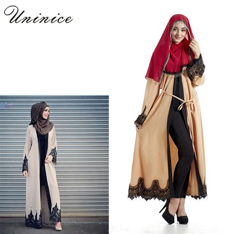 Isl Mico Abaya Mu Ulmano Vestido Maxi Cardigan Aberto Estilo Lace Manga