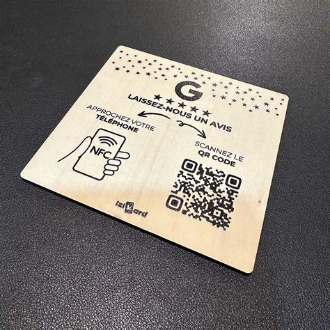 Plaque Avis Google En Bois NFC Et QR Code IZIKARD