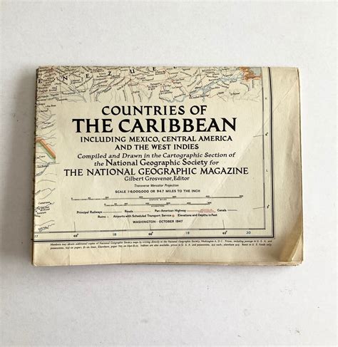 1947 Countries Of The Caribbean National Geographic Map Etsy UK