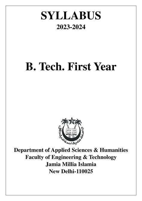 B Tech 1st Year Final Course Strucutre With Syllabus Syllabus 2023 2024 B Tech First