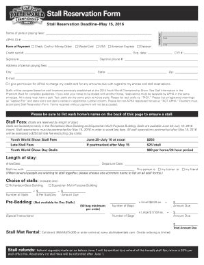 Fillable Online Stall Reservation Form Apha Fax Email Print