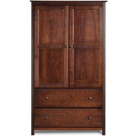 Grain Wood Furniture Shaker 2 Door Solid Wood Armoire Cherry Red