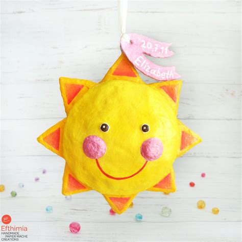 Efthimia Happy And Smiling Paper Mache Sun Ornaments