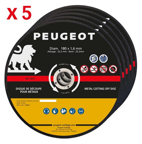 Lot de 5 disques à tronçonner 180MM métaux ferreux PEUGEOT Leroy Merlin