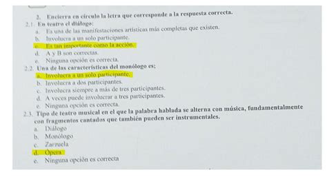 Encierra En Círculo La Letra Que Corresponde A La Respuesta Correcta En Teatro El Dialogo Por