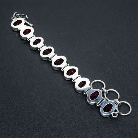 Red Garnet Bracelet Red Garnet Gemstone Handmade 925 Sterling Etsy