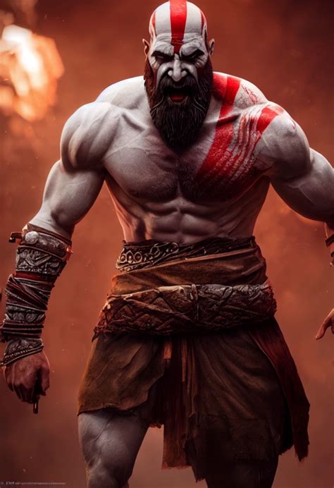 Full Body Character Kratos Raging God Of War Midjourney Openart