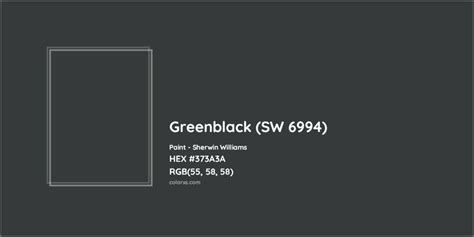 HEX 373A3A Greenblack SW 6994 Paint Sherwin Williams Color Code