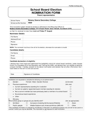 Fillable Online School Board Election Nomination Form Fax Email Print