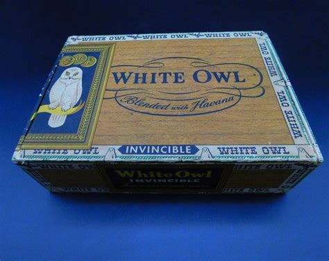 Vintage Cigar Box White Owl Wooden Box Old White Owl Cigar Box Colorful Cigar Box Collectible