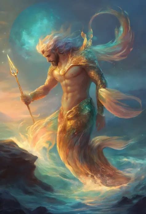 Merman Without Clothes Naked Homem No Mar Segurando Um Polvo SeaArt AI