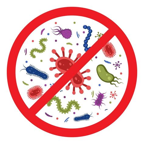 Antibacterial Defence Icon Stop Bacteria And Viruses Prohibition Sign