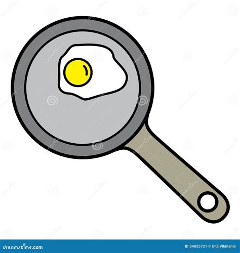 Fried Egg On Pan Stock Vector Illustration Of Outline 84025721