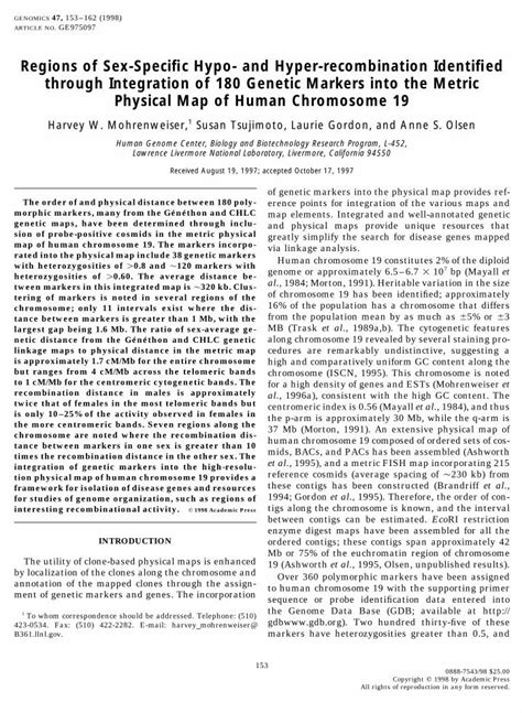 Pdf Regions Of Sex Specific Hypo And Hyper Recombination Identified