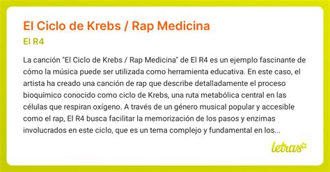 Significado De La Canción El Ciclo De Krebs Rap Medicina El R4 Letrascom