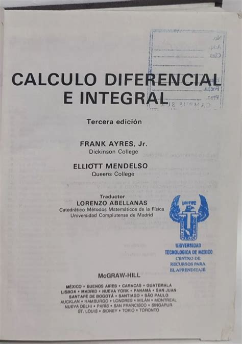 Calculo Diferencial E Integral De Schaum Frank Ayres Jr Mebuscar M Xico