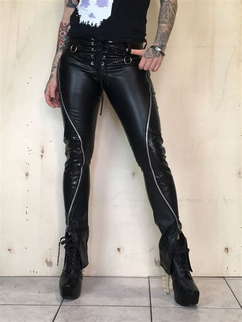 Vegan Leather Heavy Metal Pants Biker Pants Punk Rock Trousers Etsy